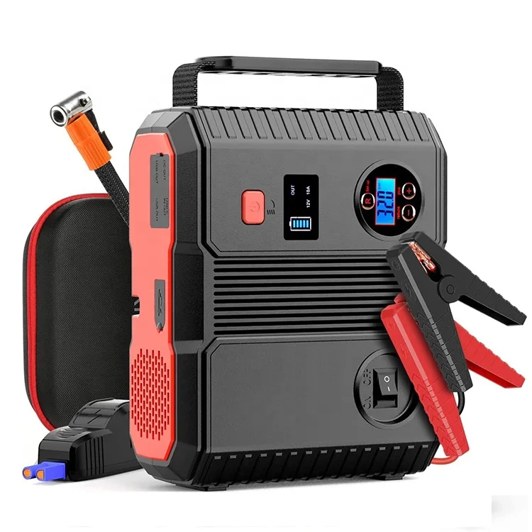 Car Jump Starter With Air Compressor 2000A Peak 23800 Mah 12V Flashlight Portable Car Jump Start With Air Compressor