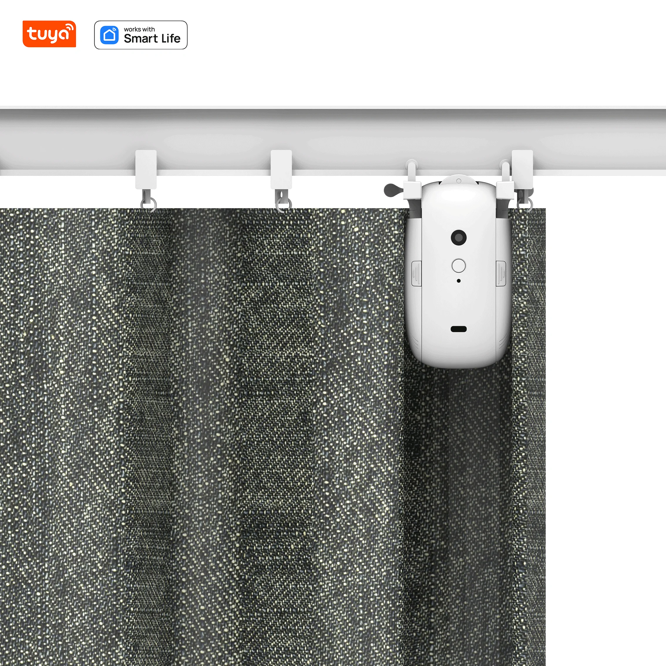 Automatically open and close electric curtains through the remote control or smart home Tuya App