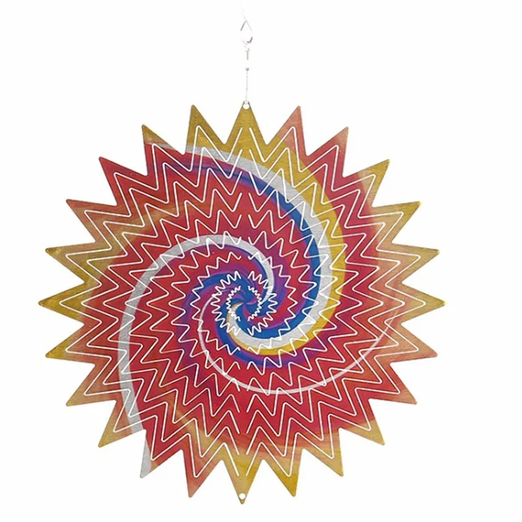 In Stock Metal Etched Rotating Kinetic Wind Spinner Metal Hanging Garden Decorative 12 Inch 3D Metal Wind Spinners