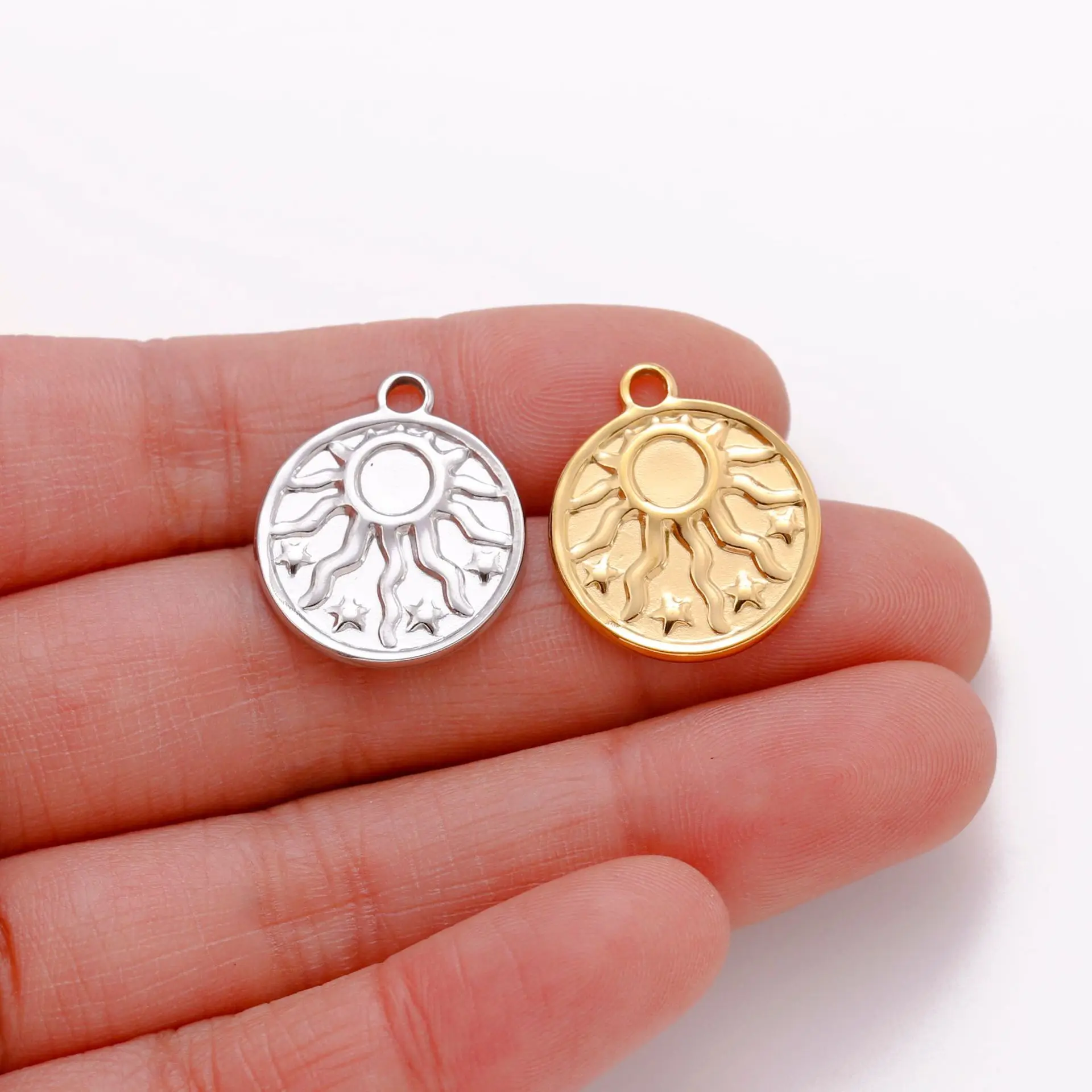 Stainless Steel Hydraulic Sun Star Pendant For Diy Necklaces Earrings Jewelry Accessories Supplies