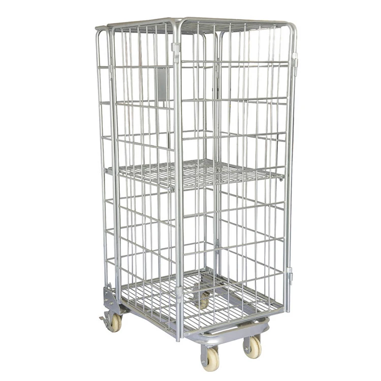 Foldable Steel Storage Roll Cage Trolley Wire Roll Container