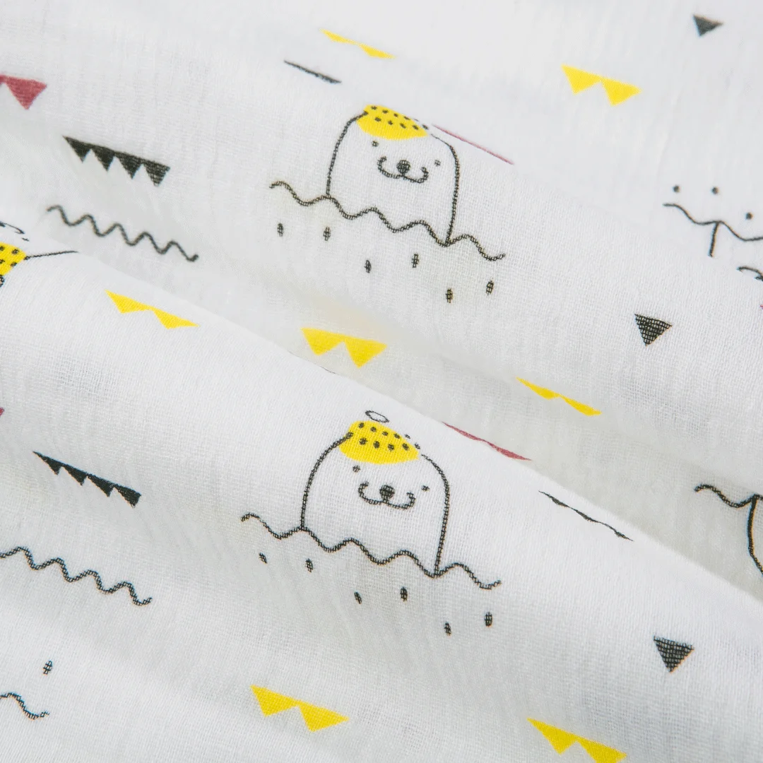 Hot Selling Top Quality 100% Cotton Plain Double Layer Use Printed Muslin Fabric For Clothes Dressing