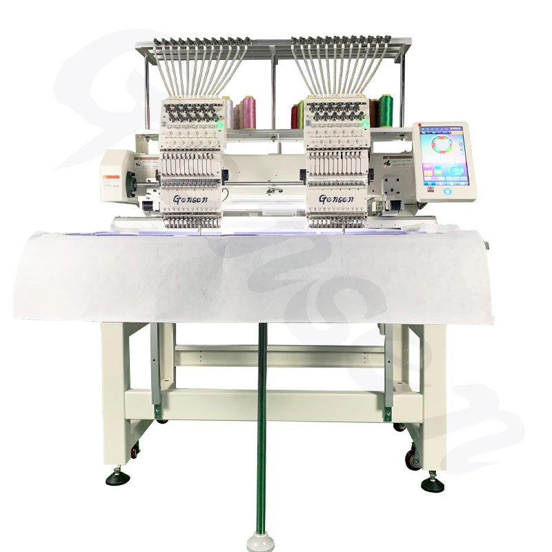 Top quality heavy frame 2 heads cap shirt logo design sewing industrial two heads embroidery machine computerized for sale