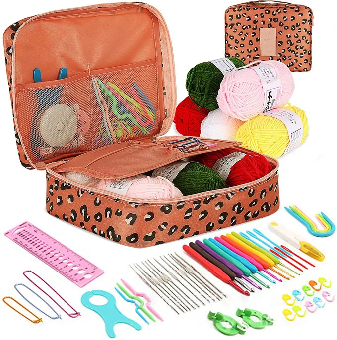 Cross-border 58 Set of crochet hook set DIY Novice crochet complete material package Portable Knitting tools_4