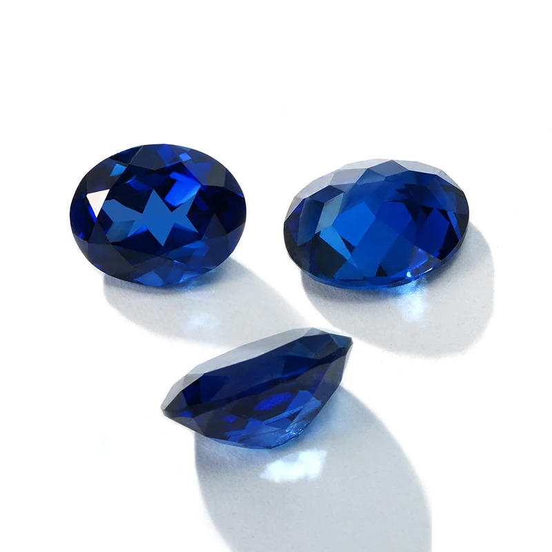Promotion lab grown sapphire royal blue color synthetic stone OVAL shape loose lab grown sapphire