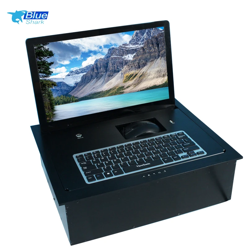 Flip Paperless Desk Monitor Motorized Lcd Lift Flip up Monitor Lift Conferencing Equipment Audio Conference System