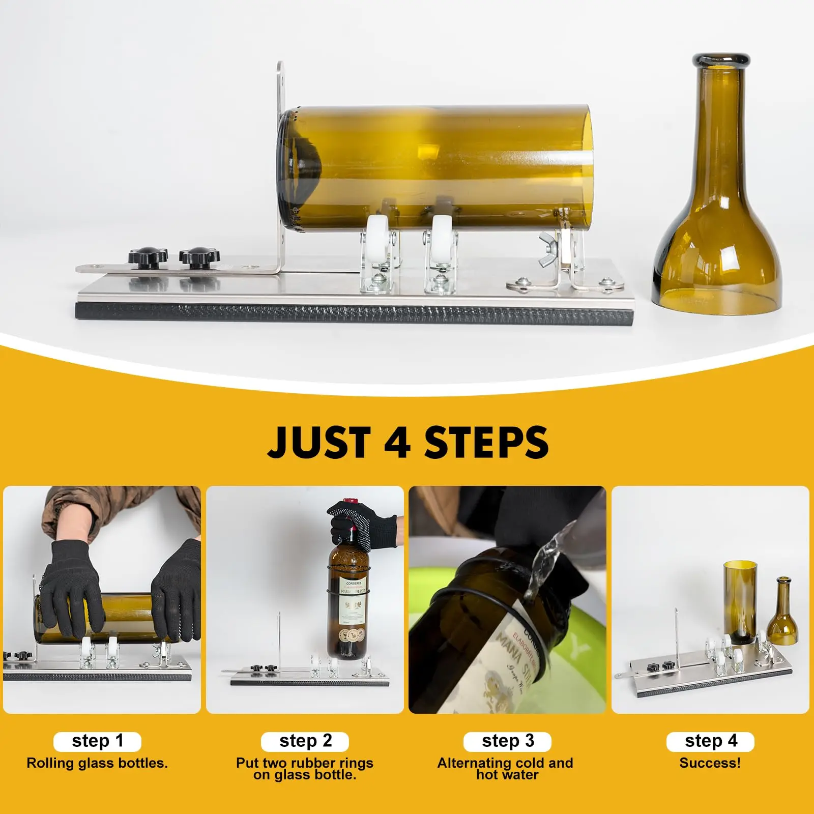Glass Bottle Cutter Upgraded Cutting Kit Bottle Cutting Tool Suitable for Round Square and Oval Bottlenecks