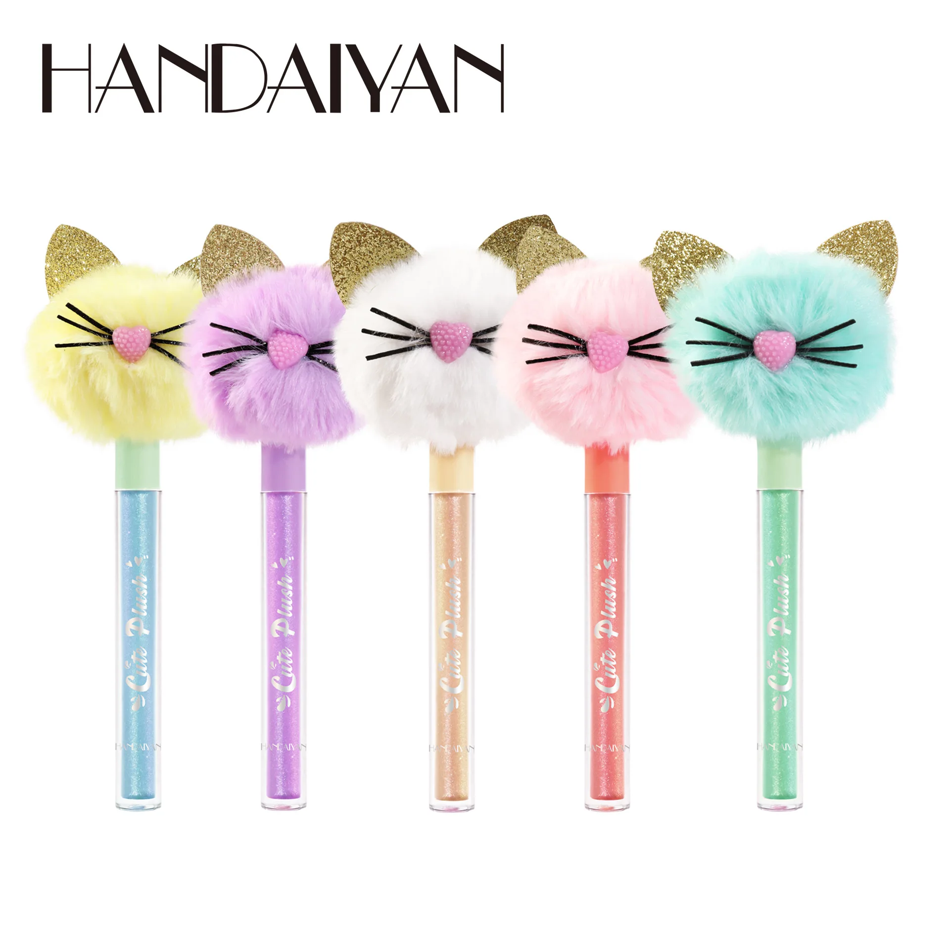 OEM Glossy Cute Liquid Multi-colored fluffy cut kitty lip gloss