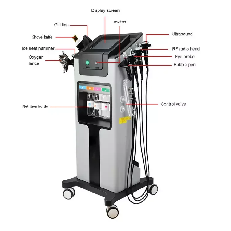 2022 8 in 1 spa use korea skin rejuvenation dermabrasion pore cleaner aqua peeling solution hydro facial oxygen beauty machine