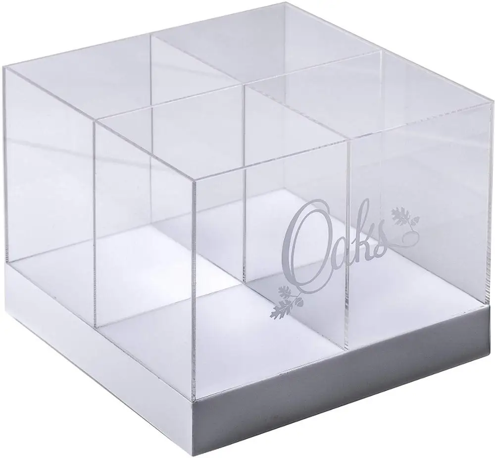 Acrylic LED-Lighted Office Desktop Display Stationery Organizer/Makeup Brushes Organizer/Pencil and Pen Case Holder, Storage Box