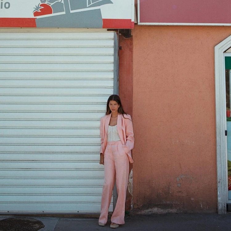 2022 new arrival double-breasted linen casual suit women clothes women suit pants