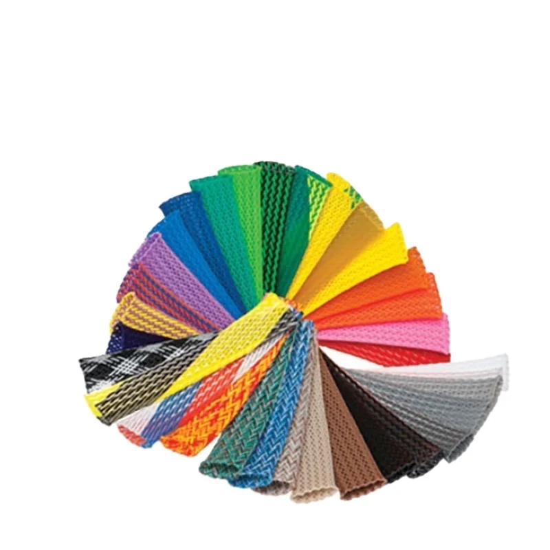 black white red orange yellow green purple blue pink gray Multi Color and Mix color PET Winding braided cable protection Sleeve