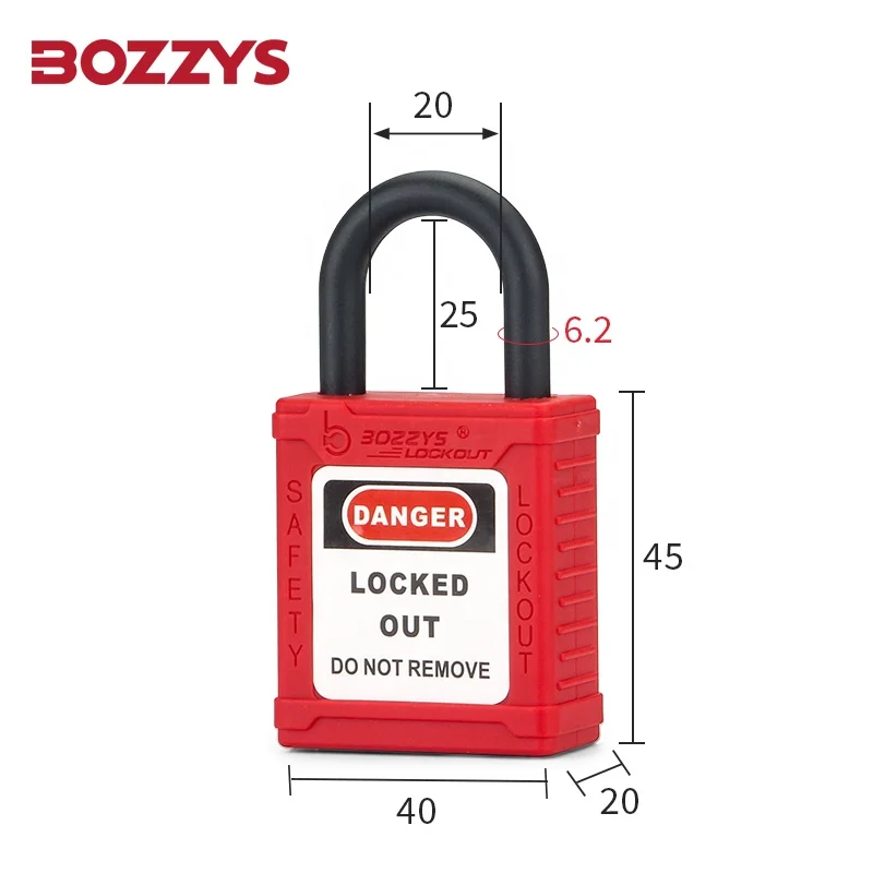 BOZZYS Nylon Purple Lockout Tagout Padlocks with 25*6.2mm Shackle for Industrial Lockout-tagout use on Conductive Areas