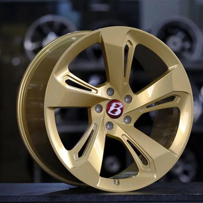 MAONS GOLD 5612F Bentley Bentayga design custom luxury monoblock high quality hot sale five spoke black alloy wheels 5 stud R20