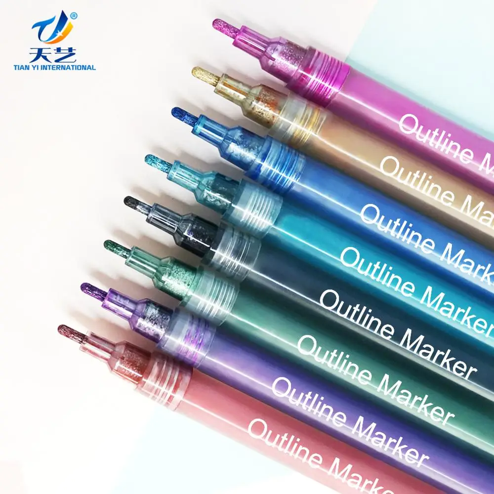 Double-Line Contour Highlight Pen Double Line Outline Marker painting Pen DIY Poster Contour Pen for Gift Card Writing Drawing