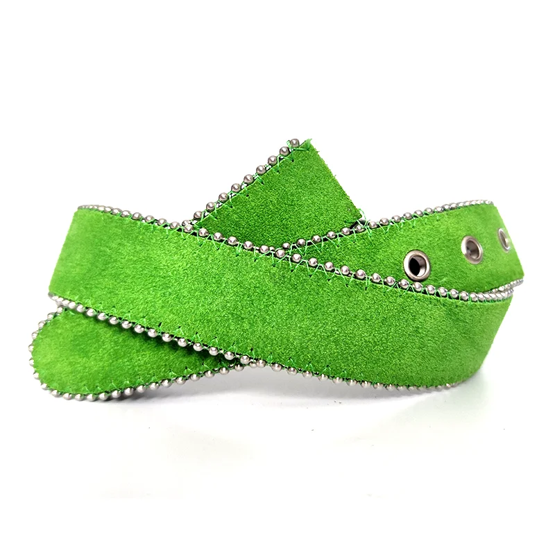 Carosung Custom Metal Eyelet Pin Buckle Genuine Leather Casual Dress Leather Belt Suede Belts Strap without Buckle