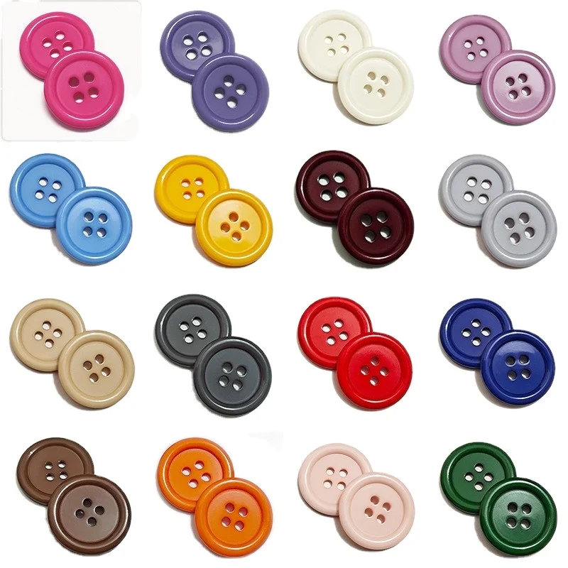 China buttons making machine 20mm 23mm plastic multi colors resin apparel clothing 4 hole buttons
