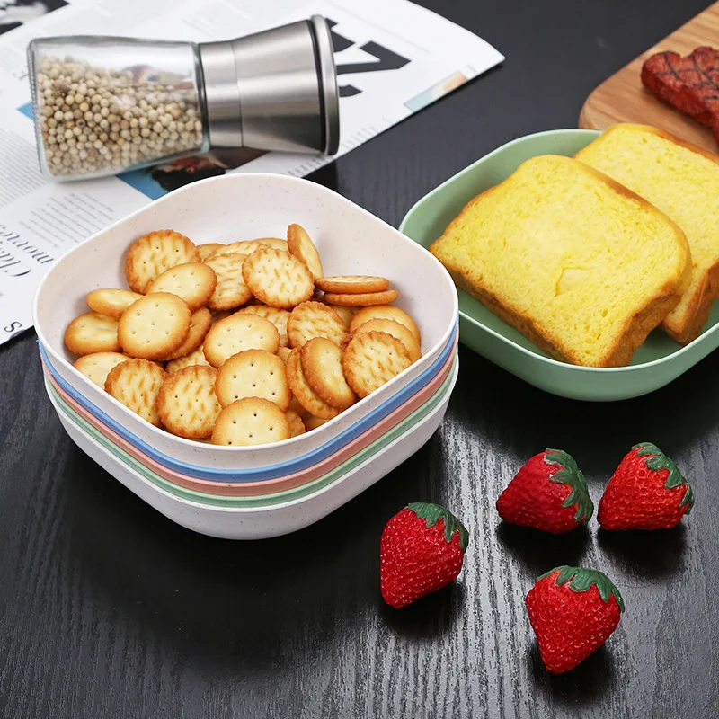 Spit Bone Wheat Square Plate Bone Fruit Plate Snack Melon Seeds Plate Dried Fruit Tray Snack Dish