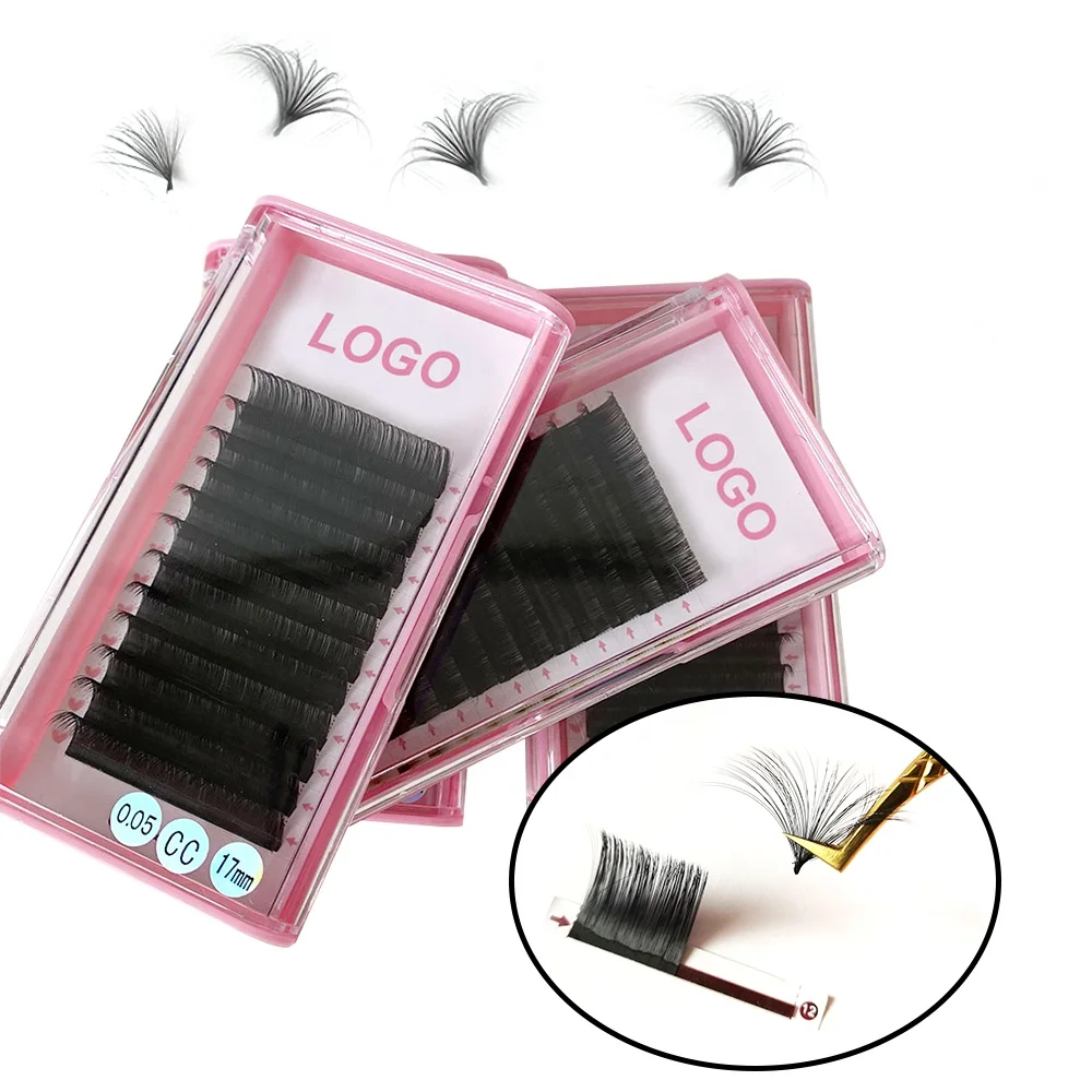 private label las supplies mink lashextensions easy fan matte black volume individual cashmere eyelash extension lash tray