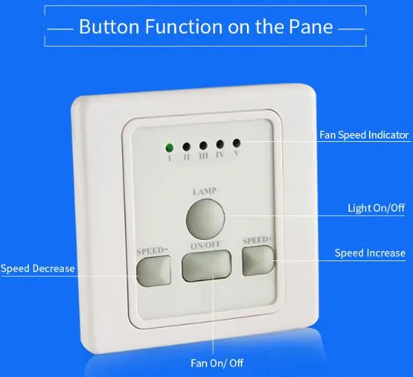 Smart 5 speed Ceiling fan and light remote control switch