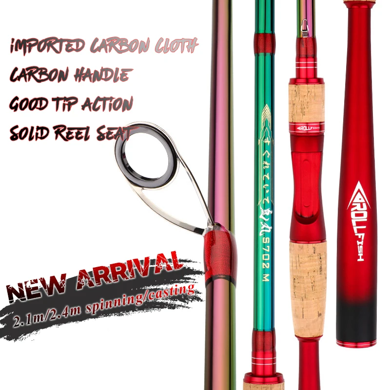 Japan Mold High Quality 2.1m/2.4m Saltwater Carbon Fiber ultralight rod cheap Spinning Pole Casting Fishing Rods