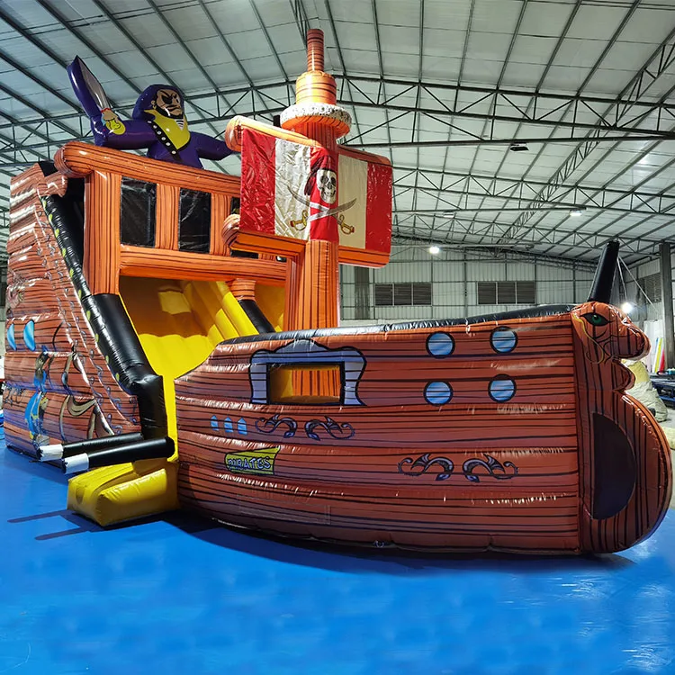 Popular giant trampoline and pirate ship bouncer inflatable titanic slide for sale