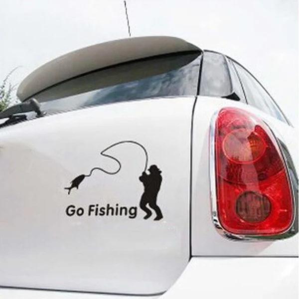 Custom Made Novel Design Go Fishing Vinyl Rear Window Decals Cool Style To Car Bumper Stickers