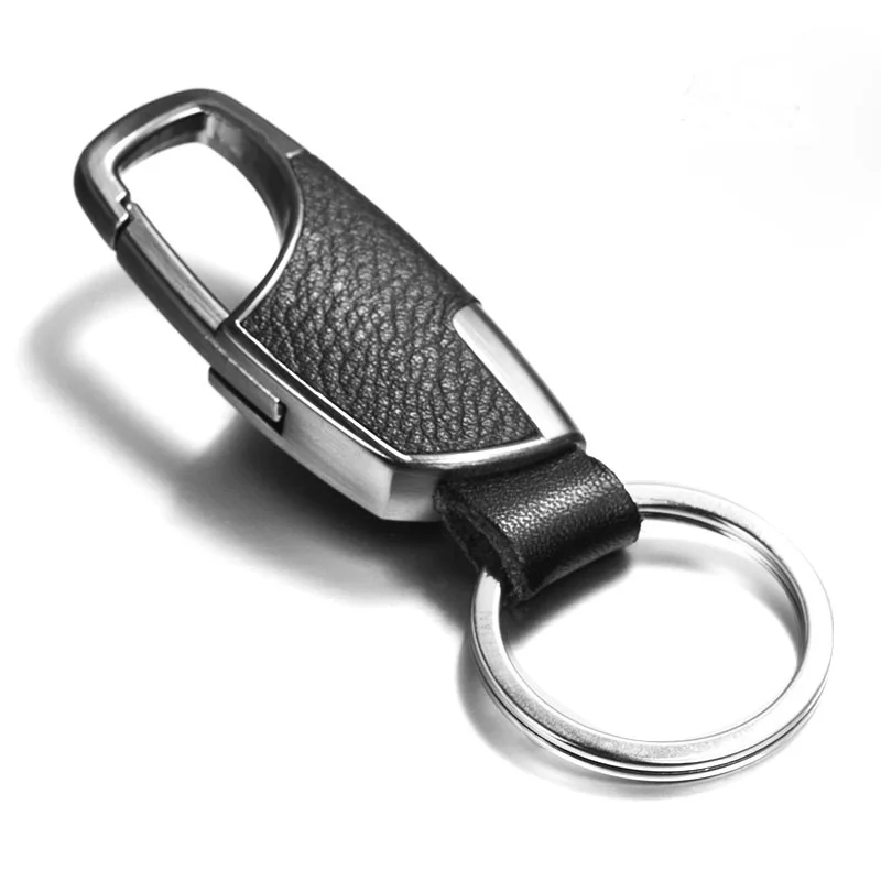 Promotional Custom Engraved Logo Keychain Men Fashion Car Keychains Metal PU Leather Keychain