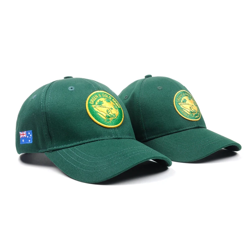 High quality baseball caps gorras custom embroidery patch structured green baseball cap Australian baseball hats