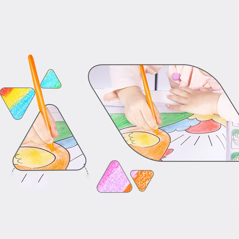 
wax plastic colored washable triangle crayons for kids 