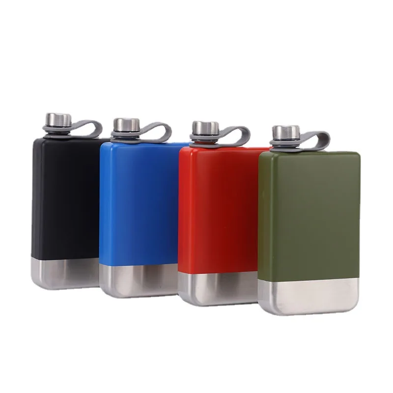 New Outdoor Portable 304 Food-Grade Stainless Steel Flask, 9oz Spray-Paint  Liquor Flask for Travel
