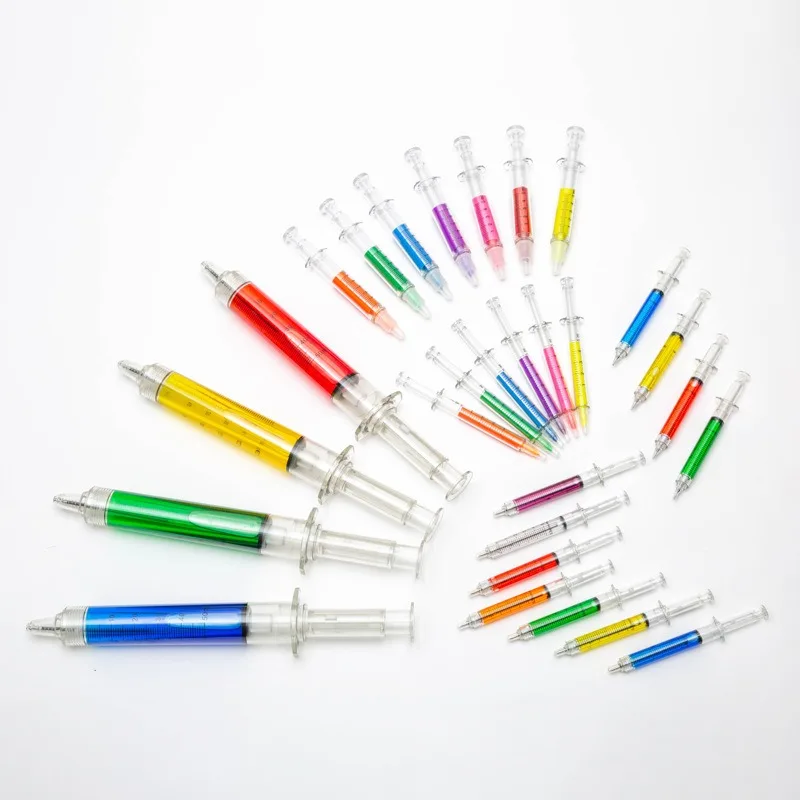 Promotional Gifts Customized logo Hospital Doctor Nurse Pens Medical Injection Pens Syringe Pens with Liquid
