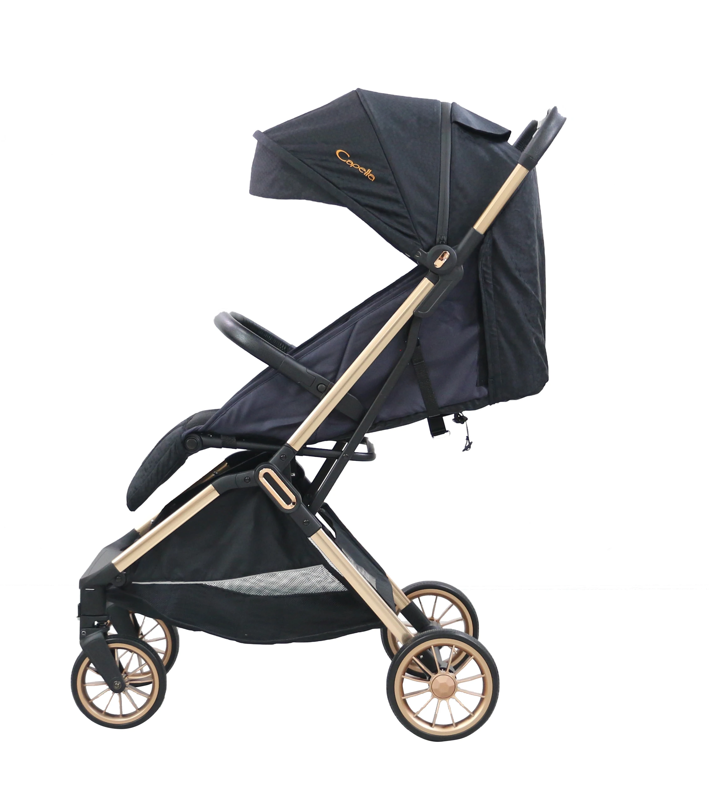 Cool Black X9 Stylish Foldable Boarding Baby Pram Stroller With Full Sunshade