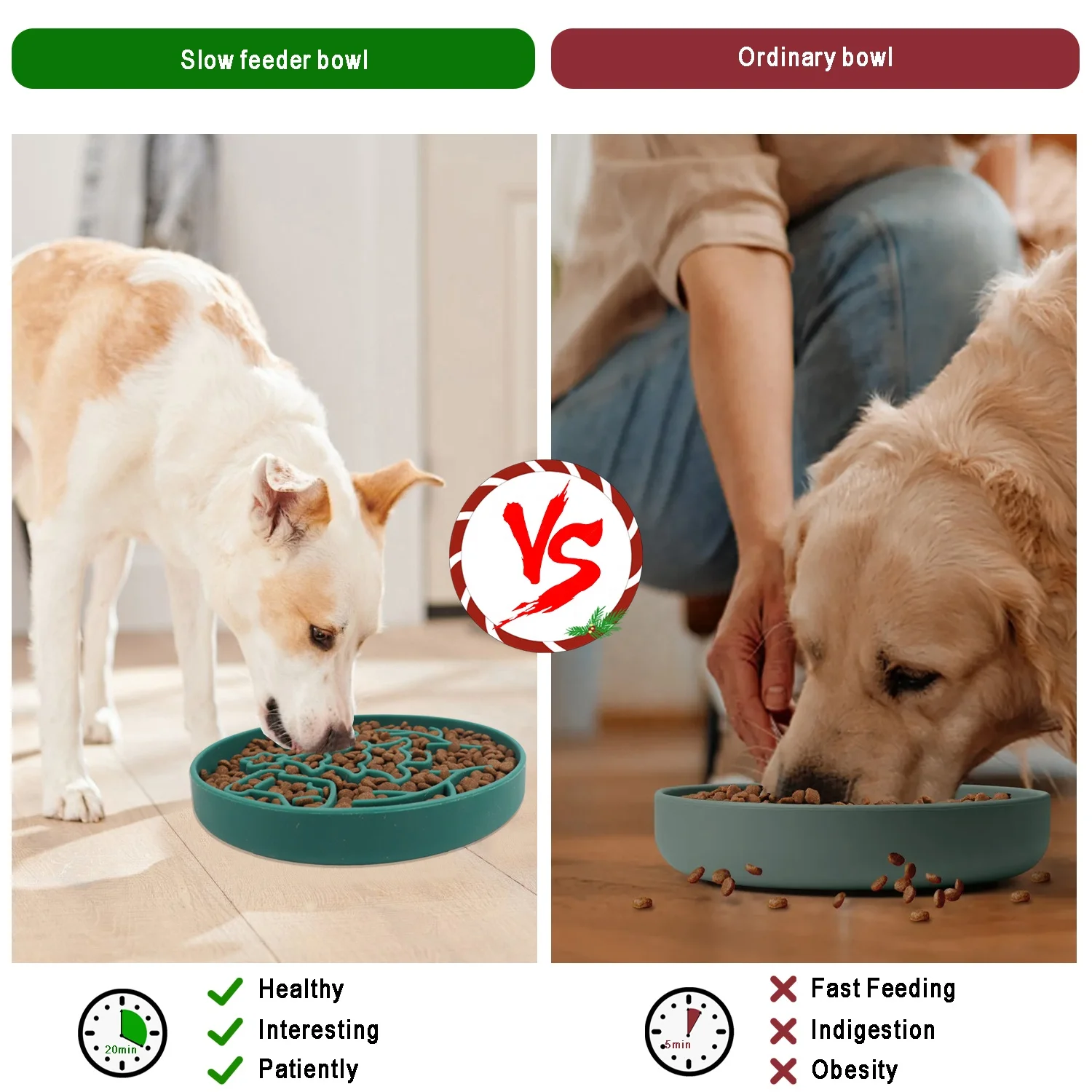 Christmas Theme Slow Feeder Dog Bowls Rounded Pet Bowls Silicone Maze Food Suction Bowl Feeders Dog Puzzle Lick Mat