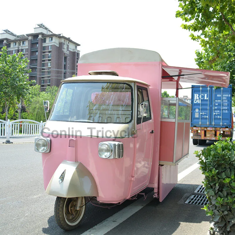 Mobile  retro electric moto food cart tricycle electric bike ice cream shop for sale