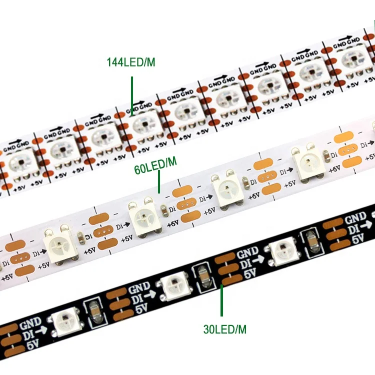  5 в ws2812 ws2812b 5050 smd 60 светодиодов 144 индивидуально Адресуемая Светодиодная лента
