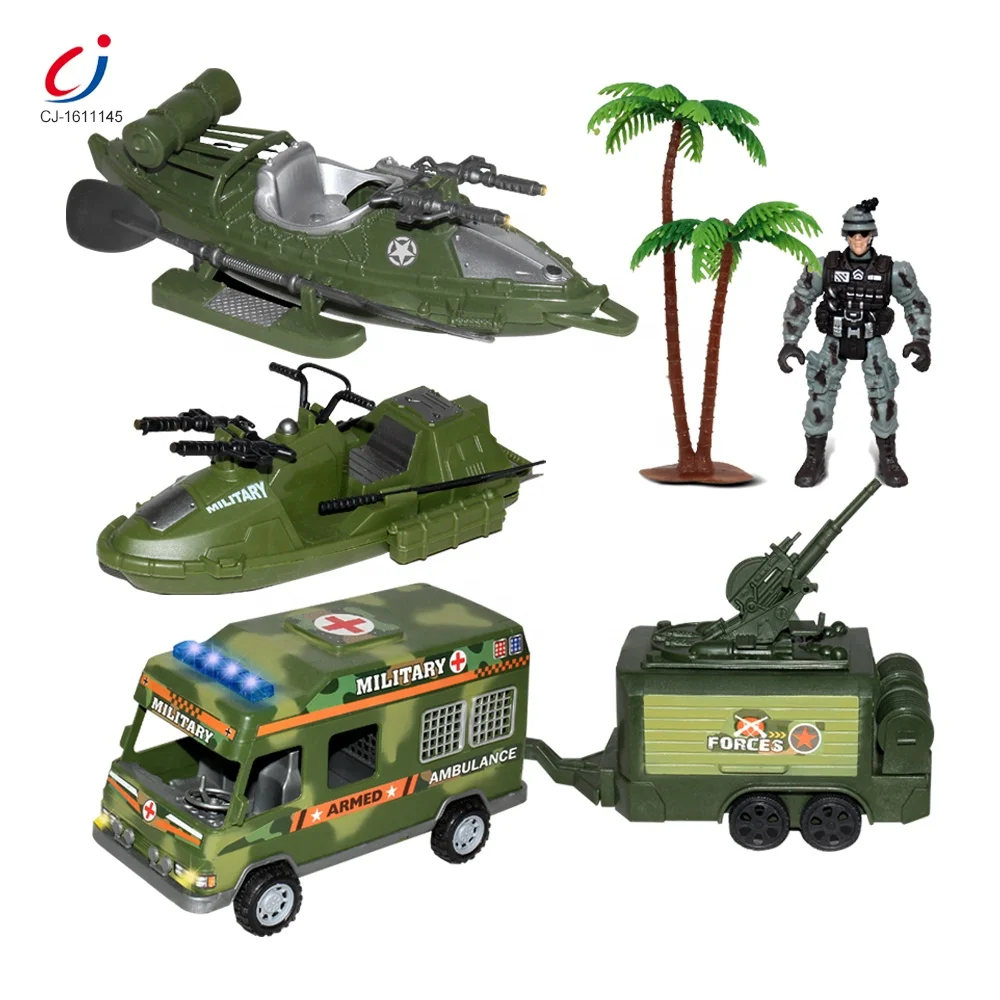 Chengji New product plastic model soldier truck boat mission military vehicles set toys