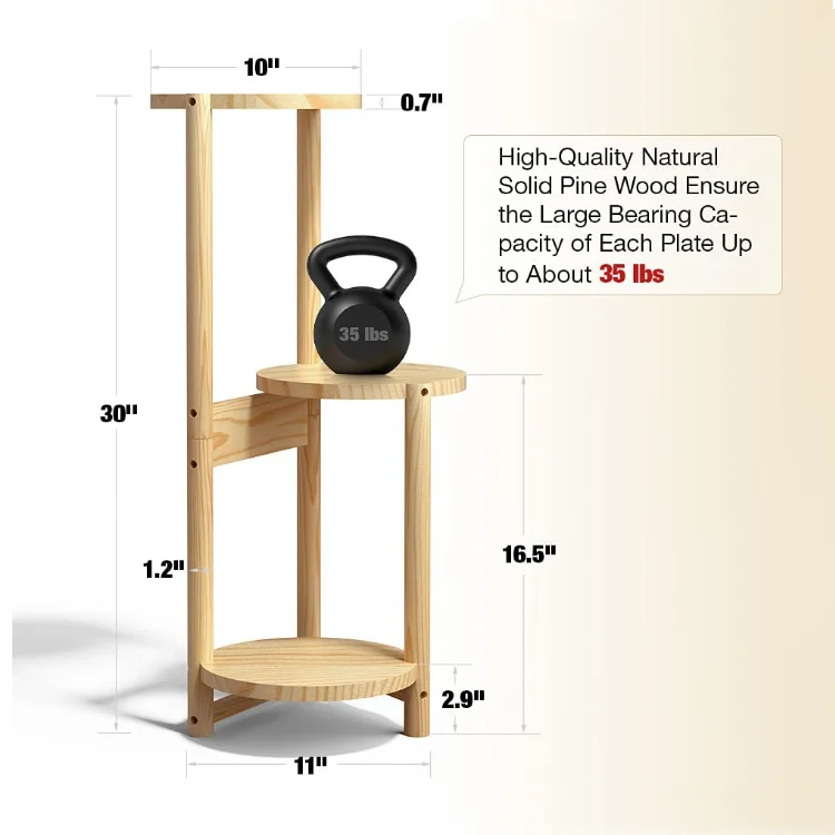 Wood plant stand Indoor outdoor 3 layers bamboo flower stands tall corner plant stand holder