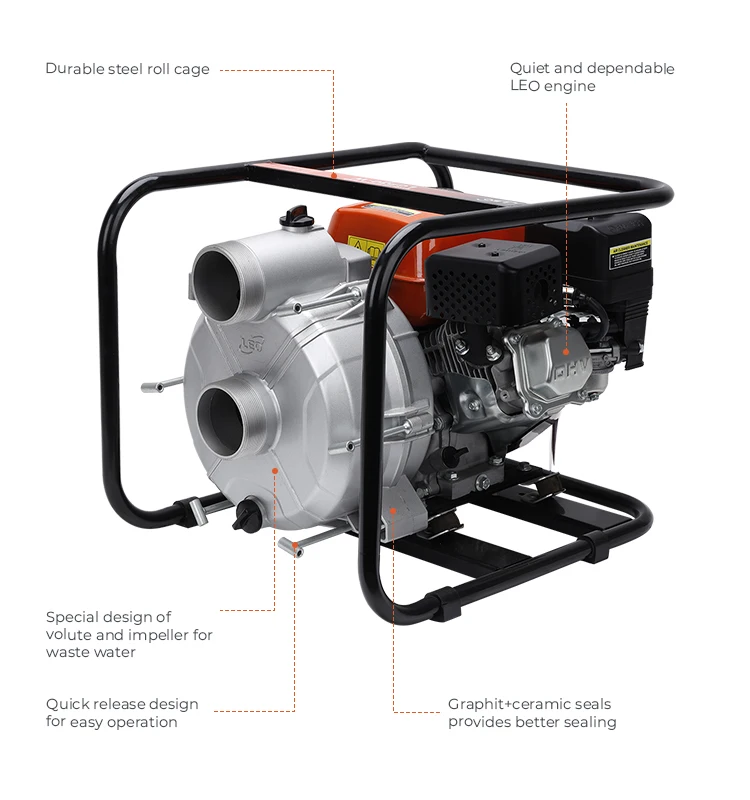 LEO LGP30-W 3 Inch 196CC Sewage Engine Dirty Gasoline Sewage Pump water pump power pray gasoline