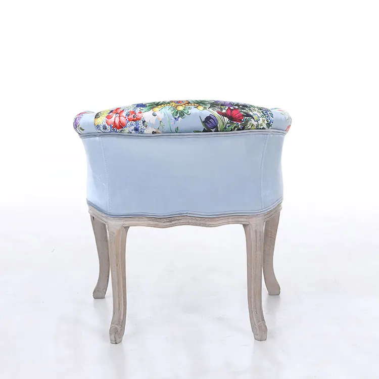 Wholesale Blue Velvet Digital Printing Velvet Cheap Lounge Arm Wooden Leisure Chair