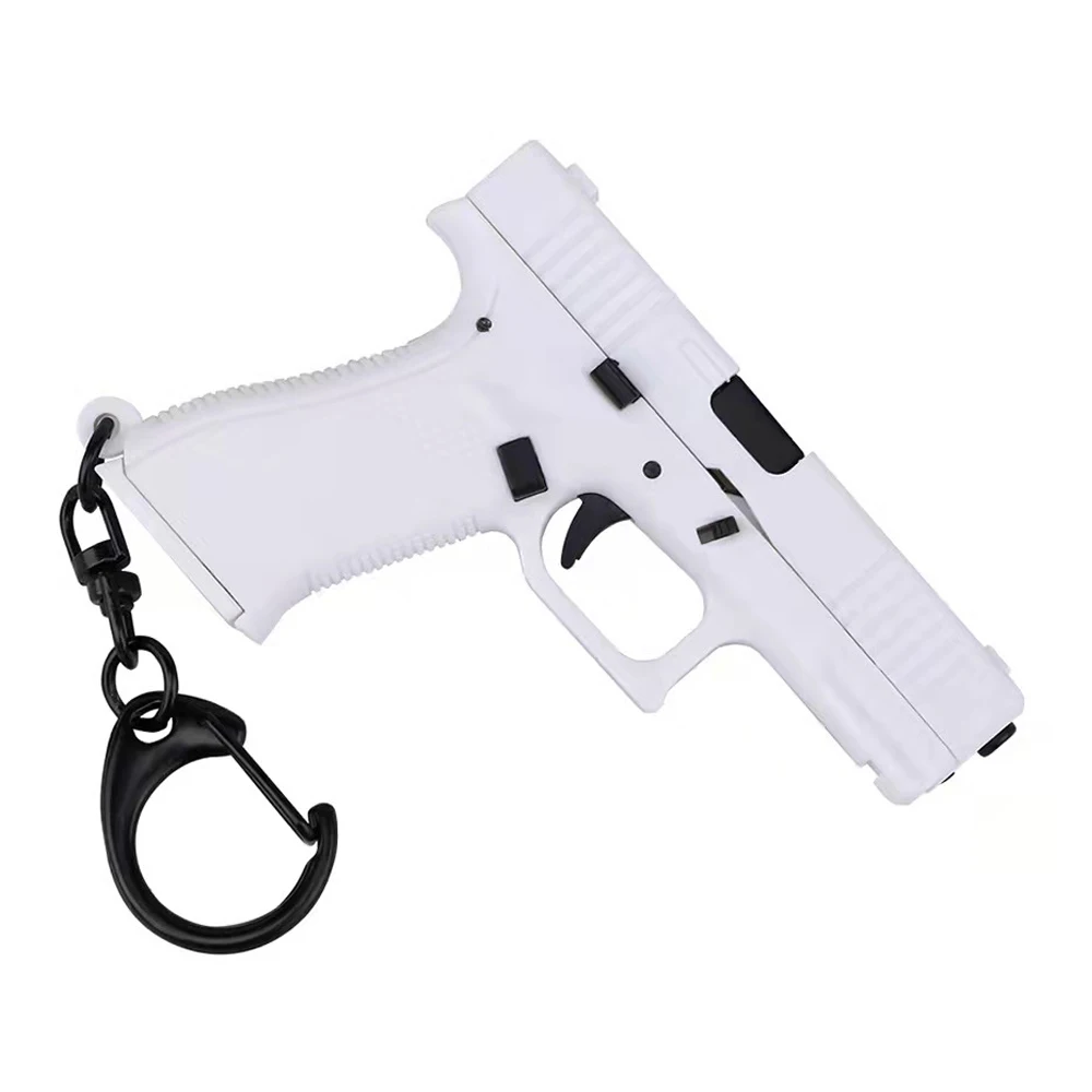 Mini Pistol G45 Model Keychain 1:4 Reduced Mode Plastic Key Ring Gu n Shape Decoration Birthday Gift Toy Trend Boy