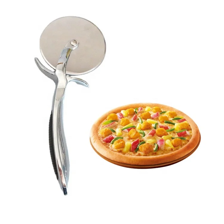 kitchen accessories stainless steel pizza wheel cutter pizza wheel knife pizza slicer with non slip handle for pies waffles,etc
