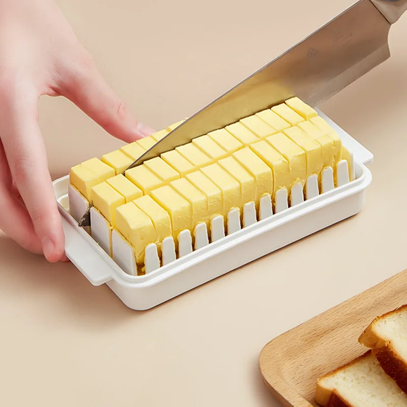 Multipurpose Cheese Butter Cutting Storage Container Butter Cheese Fresh-Keeping Box with Lid Frozen Butter Cube Cutter Box