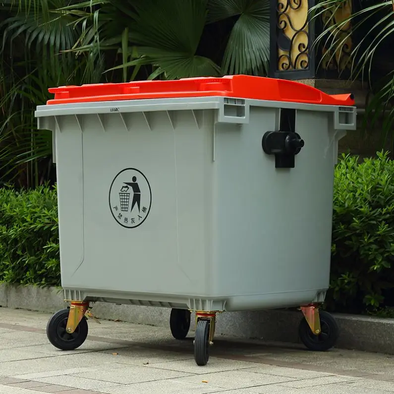 1100 liter 4 wheel HDPE rubbish bin wheeled plastic outdoor waste container trash cans for commercialarea