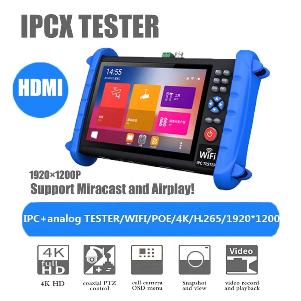 Ipcx CCTV тестер 7 дюймов сенсорный экран все-в-одном мульти-функциональный IPC поддержка H.265 4K IP 8MP TVI CVI AHD SDI CVBS OPM