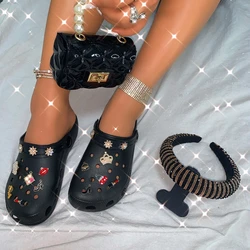 Сабо с индивидуальным логотипом, оптовая продажа 2021, летняя модная трендовая обувь Baotou с отверстиями, женские сабо на платформе из ЭВА, женские сабо со стразами