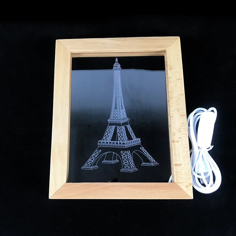 Amazon Top Seller Creative Wood Lamp 3D Acrylic Photo Frame Light LED Desk For Birthday