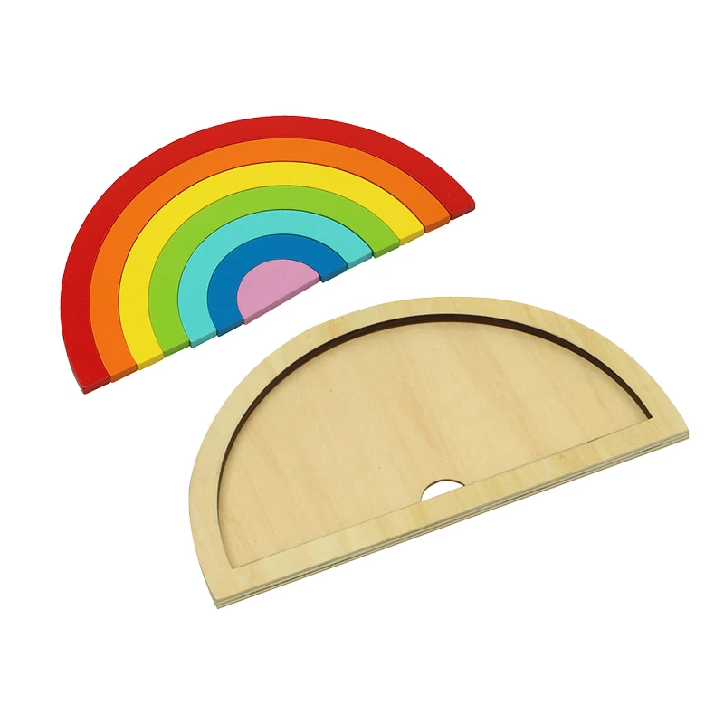 
8 pcs Wooden arch bridge rainbow stacker semicircle children Germany early educational Stacking wooden curved board toys 