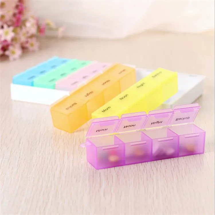 Hot sale custom colorful tracelling pill box 28 compartment pill storage cases plastic 7 days vitamin case storage holders