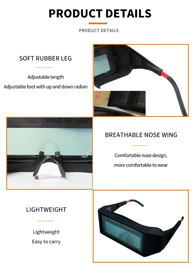 Professional Auto-Darkening Welding Glasses Black Athermal Safety Goggles PC ANSI Z87.1 Certified Anti-Impact Eye Protection